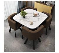 Ensemble table basse en marbre avec quatre chaises pour salon, balcon, bureau et salle de réunion, table ronde pour salon de beauté ou cinéma
