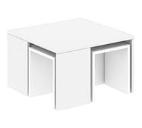 Ensemble table basse et 3 tables d'appoint gigognes ROSKILDE - MDF Blanc - Carré - 60x60x36.8 cm