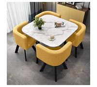 Ensemble table basse et chaises en marbre pour balcon, salon, table à manger avec quatre chaises, bureau, réception, salle de réunion, table ronde pour salon de beauté ou cinéma