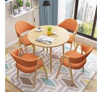 Ensemble table basse et chaises modernes orange pour 4 tables rondes de 80 cm, hauteur 78 cm, meubles de salle à manger élégants pour salon ou salle à manger
