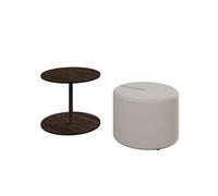 Ensemble table basse et pouf gigogne Orbit - Rond - Marron