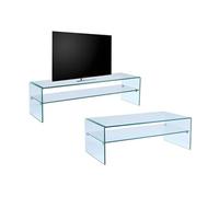 Ensemble Table basse + Meuble TV - Verre trempé - Séjour design STILEOS