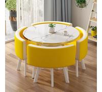 Ensemble table basse ronde avec 4 chaises, bureau de réception pour bureau, salon de beauté, table à manger pour 4 personnes