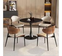 Ensemble table basse ronde avec 4 chaises, gain de place, pour cuisine, salle à manger, bureau, salon de détente, réception, salle de négociation.