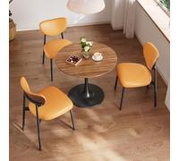 Ensemble table basse ronde avec chaises en cuir - Meuble de salon élégant pour le salon - Idéal pour la détente et les conversations - Parfait pour les réunions de famille