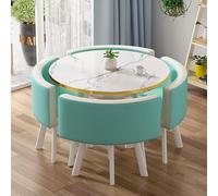 Ensemble table basse ronde bleue avec 4 chaises pour bureau, réception et salon de beauté, table de salle à manger élégante pour 4 espaces de rangement