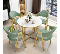 Ensemble table basse ronde en cuir moderne 80 cm avec chaises, bureau, réception, salle de conférence, club, maison, salon, balcon