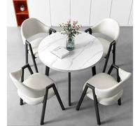 Ensemble table basse ronde et chaise moderne blanche pour petit bureau, réception, salle à manger et cuisine - Mobilier peu encombrant pour 4 personnes design élégant taille unique