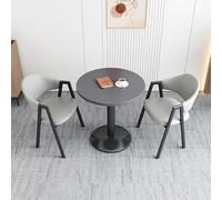 Ensemble table basse ronde et chaises pour intérieur et extérieur, mobilier peu encombrant pour la maison et la réception d'affaires, balcon, salon, salle à manger, gris clair