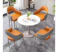 Ensemble table basse ronde pour cuisine et bureau - Table élégante grise et orange avec chaises pour salon et salon - Meuble de club moderne