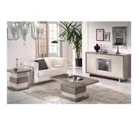 Ensemble Table Basse + Table d'Appoint + Buffet 3P Led Gris Metallisé et Mat - AUXANE - ALTOBUY Gris G