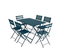 Ensemble Table Cargo + Chaises FERMOB Bistro et Latitude 6 personnes - Bleu Acapulco