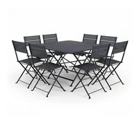 Ensemble Table Cargo + Chaises FERMOB Latitude 8 personnes - Carbone