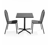 Ensemble Table Carrée De Jardin Et 2 Chaises Bistrot Gris