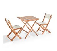 Ensemble table carrée pliante et 2 chaises pliantes blanches - Oviala