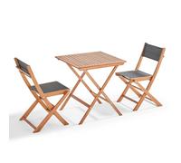 Ensemble table carrée pliante et 2 chaises pliantes noir Sete - Oviala