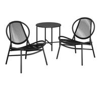 Ensemble table chaise de jardin, 3 Pièces, Chaises Acapulco, pour Terrasse, Jardin, Balcon, Balcon, Noir d'Encre