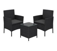 Ensemble Table Chaise de Jardin - SONGMICS - Noir et Gris - Surface Tressée en PE