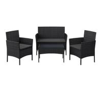 Ensemble table chaise de jardin - SONGMICS - Noir et Gris - Surface Tressée en PE - 4 Pièces