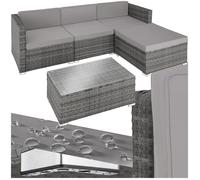 Ensemble table chaise de jardin - TECTAKE - Canapé de jardin FLORENCE 3-4 places, canapé en rotin robuste résistant aux UV - Gris