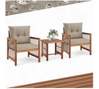 Ensemble lounge 2 places en bois d'acacia design corde marron naturel