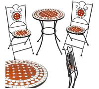 Ensemble table chaise de jardin - TECTAKE - Lot de 2 chaises d'extérieur NEAPEL mosaique pliables, facile d'entretien - Marron