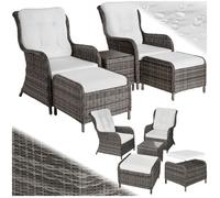 ENSEMBLE TABLE CHAISE DE JARDIN - TECTAKE - Salon de jardin BENISSA sans Montage pour 2 à 4 personnes - Gris