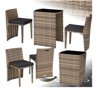 Salon de jardin - TECTAKE - Ensemble d'extérieur balcon HAMBOURG 2 personnes avec cadre en aluminium encastrable - Marron Naturel