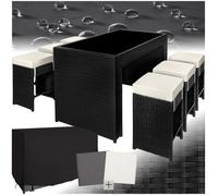 ENSEMBLE TABLE CHAISE DE JARDIN - TECTAKE - Salon de jardin IBIZA 6 places avec 2 sets de housses de protection incluses - Noir