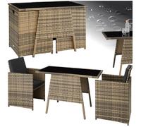 Ensemble table chaise de jardin - TECTAKE - Salon de jardin LAUSANNE 2 places plateau en verre de sécurité, pliable - Marron naturel