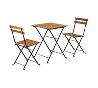 Ensemble table-chaise jardin - HELLOSHOP26 - Set de bistrot 3 pièces - Pliable - Acier laqué - Assise en acacia
