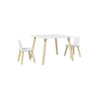 AIYAPLAY Ensemble Table et 2 chaises Enfant Table pour Enfant avec 2 chaises Design scandinave Motif Oreille de Lapin Bois pin Blanc
