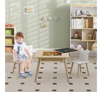 AIYAPLAY Ensemble 3 pièces enfants – Plateau réversible + rangement – Bois naturel