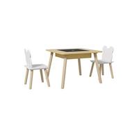 Ensemble table chaises enfant design ourson scandinave - rangement table inclus - aspect bois blanc