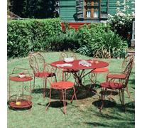 Ensemble Table + Chaises et fauteuils FERMOB Montmartre 6 personnes - Piment