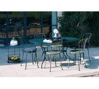 Ensemble table + chaises et fauteuils Fermob Opéra + 160 x 90 cm, Bleu Acapulco, 6 personnes