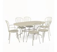 Ensemble Table + Chaises et fauteuils FERMOB Opéra + 6 personnes - Gris Argile