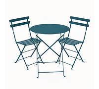 Ensemble Table + Chaises FERMOB Bistro 2 personnes - Bleu Acapulco