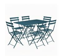 Ensemble Table + Chaises FERMOB Bistro 6 personnes - Bleu Acapulco