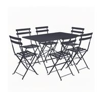 Ensemble Table + Chaises FERMOB Bistro 6 personnes - Carbone