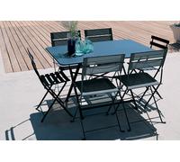 Ensemble table + chaises Fermob Cargo 128 x 90 cm Bleu Acapulco, 6 personnes