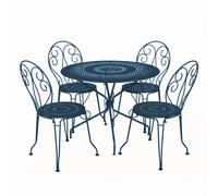 Ensemble Table + Chaises FERMOB Montmartre 4 personnes - Bleu Acapulco