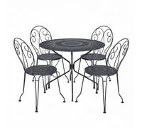 Ensemble Table + Chaises FERMOB Montmartre 4 personnes - Carbone