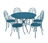 Ensemble Table + Chaises FERMOB Montmartre 6 personnes - Bleu Acapulco