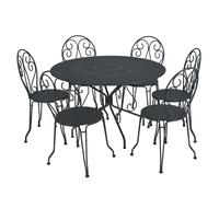 Ensemble Table + Chaises FERMOB Montmartre 6 personnes - Carbone