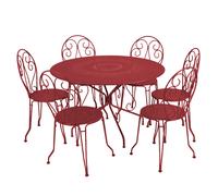 Ensemble Table + Chaises FERMOB Montmartre 6 personnes - Piment