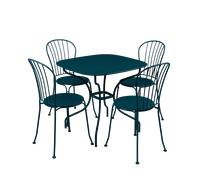 Ensemble Table + Chaises FERMOB Opéra + 4 personnes - Bleu Acapulco