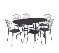 Ensemble Table + Chaises FERMOB Opéra + 6 personnes - Carbone