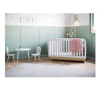 Set 1 Table et 2 Chaises Blanc Blanc mat / Bois naturel G