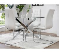Ensemble table COSIMA + 4 chaises NADYA - Transparent et blanc